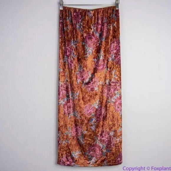 New! Free People Poets Velvet Sarong Skirt in Rust Combo, XS - Picture 8 of 15